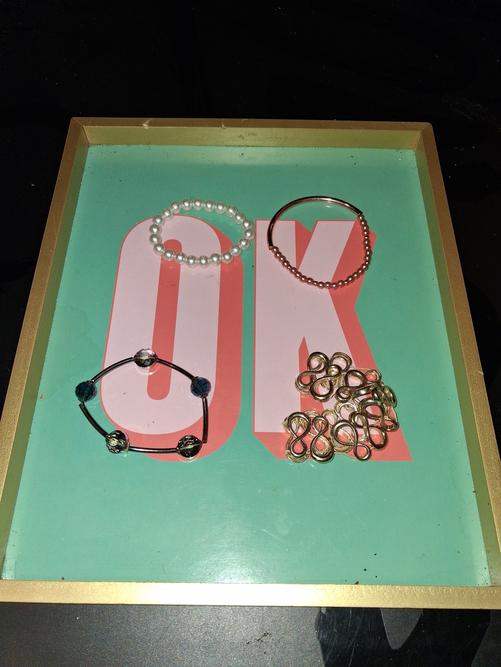 Mixed Women’s Bracelet Set in White, Gold & Black